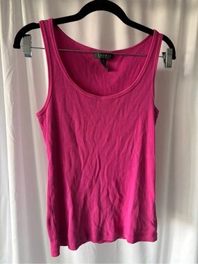 Ralph Lauren Hot Pink Ribbed Scoop Neck Tank